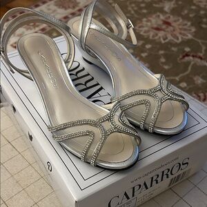 Caparros Silver Embellished Dressy Wedge Shoes/Size 6.5